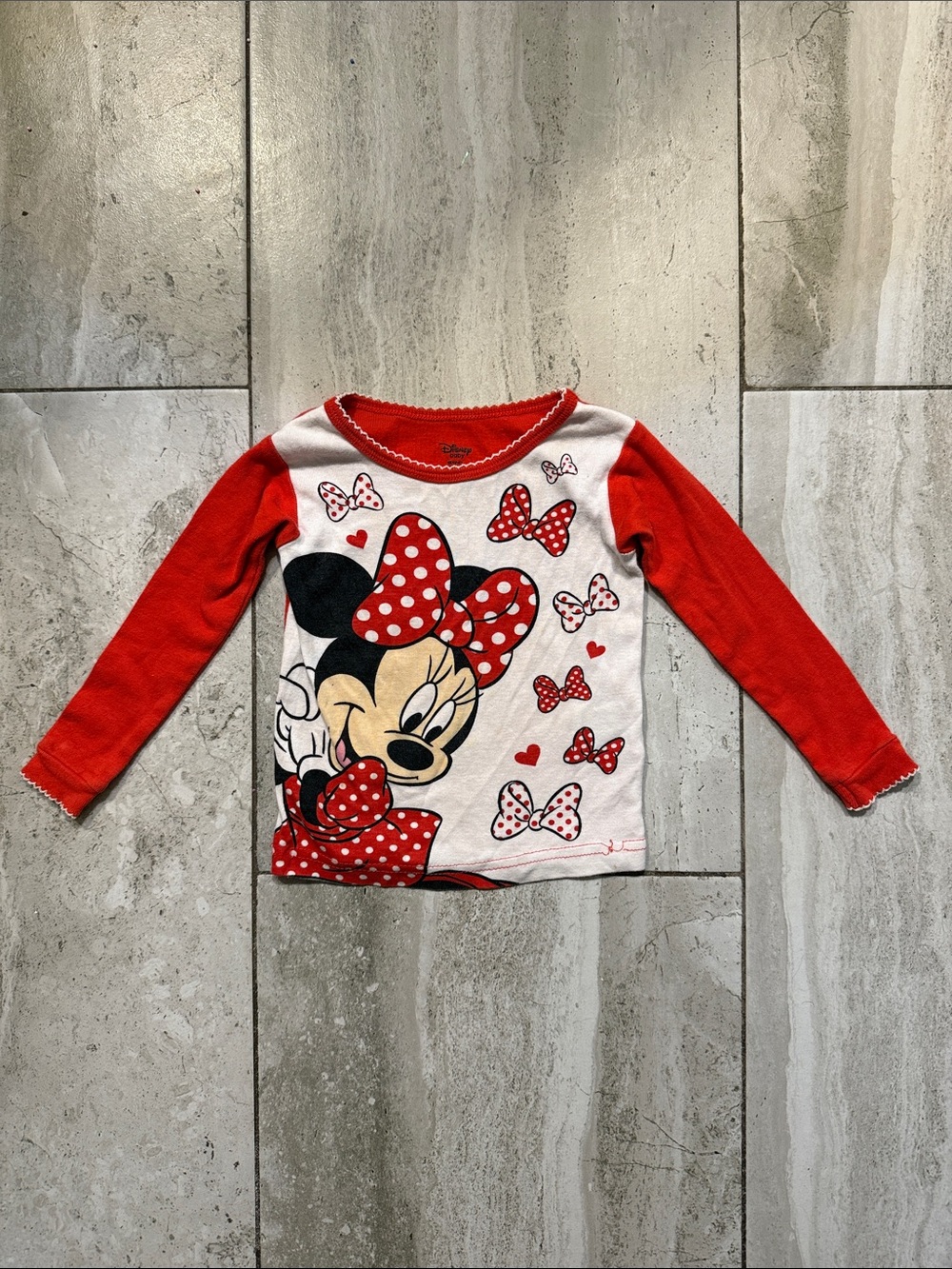 Disney Red & White Minnie Mouse Long Sleeve Tee for Kids